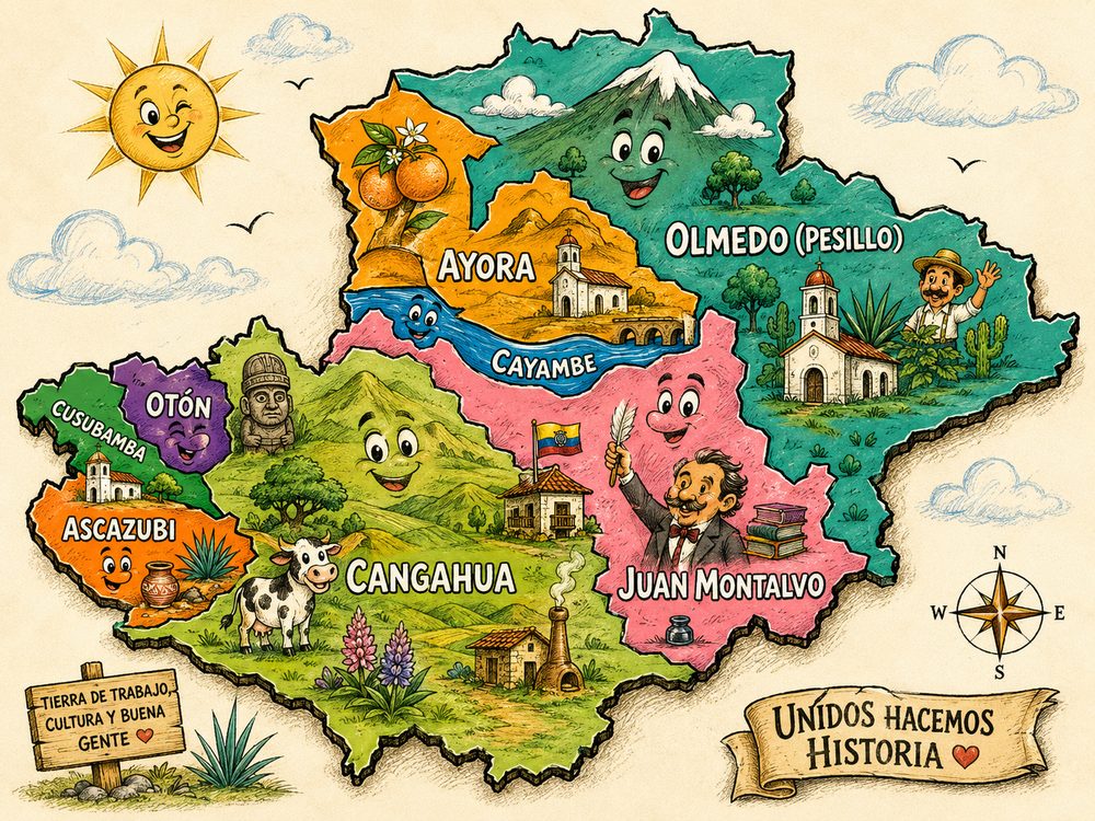 Mapa de las parroquias de Cayambe